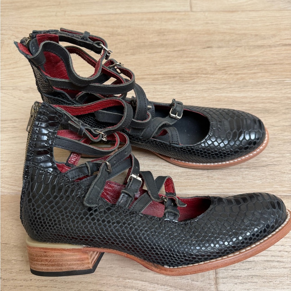 NWT FreeBird Marcel Mary Jane Black Textured Women's Shoes - Picture 4 of 8